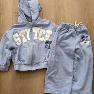 Zara Light Blue Hooded Sweatshirt & Sweatpants Set with Character Patch